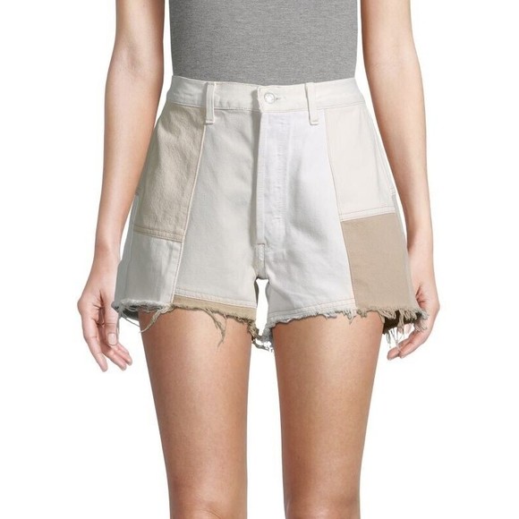 Re/done Levi's Women's Beige 70SCut-Off Raw-Hem Denim Jeans Shorts Sz 25